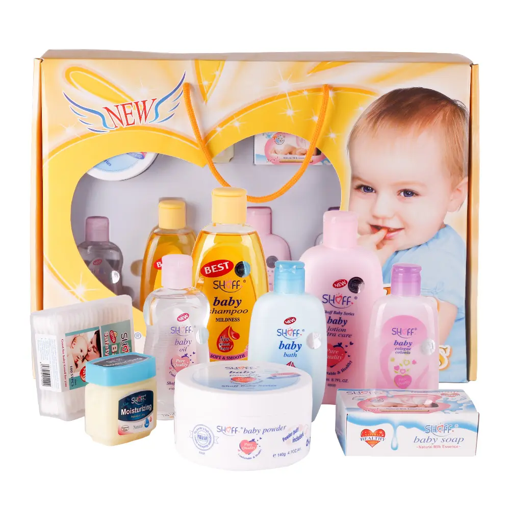 Kit cadeau de douche pour bébé, offre spéciale, professionnelle, 9 articles, nourrissant, pour le nettoyage quotidien
