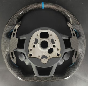 Volant de voiture personnalisé en fibre de carbone avec palettes de changement de vitesse pour <span class=keywords><strong>Audi</strong></span> RS A3 A4 <span class=keywords><strong>A5</strong></span> A6 A7 Q3 Q5 Q7 S3 S4 S5 S6 avec bouton Start-Stop - Product Image 2