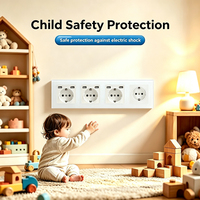 Prise murale électrique UBARO série M, 4 prises EU 16A 250V avec 6 ports USB, panneau en verre trempé blanc, 295 mm