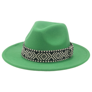 Chapeau à large bord Printemps-Automne, style Jazz européen et américain, avec nœud et ruban carré, pour festival et spectacle - Product Image 6