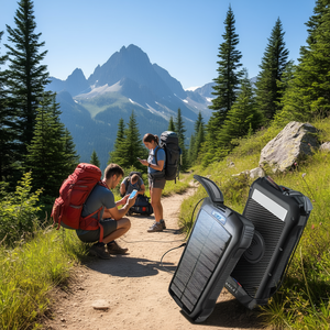 Banco de energía solar portátil de 33500mAh y 6W con carga rápida, batería impermeable con linterna para teléfono, tableta y uso en exteriores. - Product Image 2
