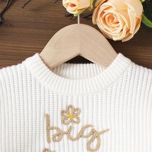 <span class=keywords><strong>Pull</strong></span> en tricot brodé pour petites filles Big Sisters, design personnalisé, blanc et rose, <span class=keywords><strong>pull</strong></span> pour enfants - Product Image 5