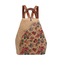 Sac à dos en cuir de liège style bohème chic pour femme, design naturel imperméable pour la plage et les voyages