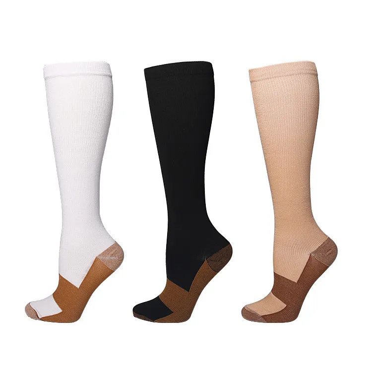 Спортивные красивые красочные женские спортивные чулки с логотипом под заказ медные Компрессионные носки для женщин
