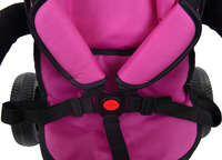 Tricycle bébé 4 en 1 pliable avec poignée de poussée, siège rotatif à 360 degrés, capote et panier pour les tout-petits de 1 à 3 ans