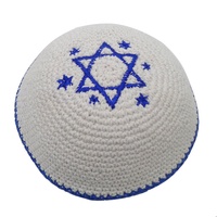 Venta al por mayor de Kippah de Ganchillo para Hombre, Gorro Judío Tejido a Mano, Yarmulka, Kippot, Kipa para Boda Judaica, 100% Algodón con Imagen de Estrella de David