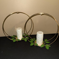 Support à fleurs double couche en fer, cadre doré pour centre de table de mariage et décoration de scène événementielle