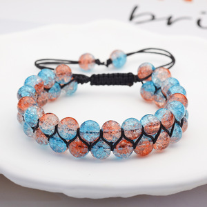 Nuevo Diseño Bohemio, Pulsera y Brazalete Ajustable de Dos Capas con Cuentas de <span class=keywords><strong>Cristal</strong></span> y Piedras de <span class=keywords><strong>Cristal</strong></span> Tejidas con Cuerda - Product Image 6