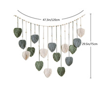 Tapisserie murale en macramé tissée à la main en coton, style bohème/nordique, avec pompons, pour salon, chambre, intérieur/extérieur, décoration de la maison