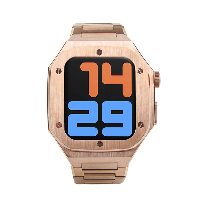 Luxury Retrofit Kit for Apple Smart Watch Series 6 7 SE-45mm Stainless Steel Case and Watch Band Strap Durable 316L Material