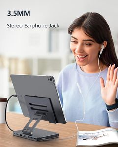 Syong ด็อกกิ้ง ° 9-in-1ที่หมุนได้, 9-in-1ที่เชื่อมต่อกับ RJ45 USB3.0 <span class=keywords><strong>HDMI</strong></span> 3.5mmaudio อะแดปเตอร์มัลติพอร์อะลูมิเนียมพับได้สำหรับ <span class=keywords><strong>iPad</strong></span> - Product Image 4