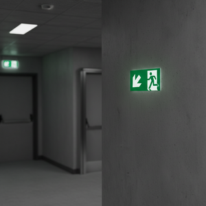 Segnale stradale in PVC luminescente 150*300mm uscita di emergenza verso il basso segno di freccia sinistra - Product Image 3