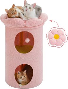 Cute 2 Level <strong>Cat</strong> Tree Tower House <strong>Cat</strong> Cave Condo Beds with Removeable Flower Bed <strong>Hideaway</strong> for Indoor <strong>Cats</strong> - Product Image 1