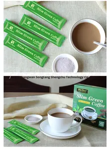 2025 재고 Lingzhi 슬림 그린 커피와 녹차 추출물 10g * 18 가방/상자 식사 교체 인스턴트 - Product Image 6