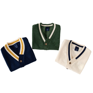 Automne nouveau tricoté bébé Cardigan <span class=keywords><strong>pull</strong></span> en gros col en V broderie simple boutonnage tricot garçon chandails - Product Image 5