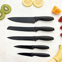 Ensemble de couteaux de cuisine Chef Star en acier inoxydable 5 pièces, manche antidérapant en PP ambidextre, lames revêtues, durables pour une coupe de précision