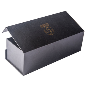 Çevre dostu özel Logo siyah dokulu karton manyetik kapatma katlanır katlanabilir termos şişe su bardağı hediye kutusu - Product Image 6