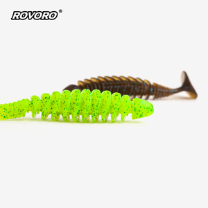 ROVORO Tackle Leurre en plastique multicolore à queue en T, type ver, spirale de maggot à filetage inversé, pour la pêche au bar OEM - Product Image 6