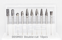 10pcs Rotary File Grinding Bits Tungsten Carbide Burr Set with Single Double Cut Tooth 3mm Shank 4 5 6mm Cutting Diameter Kit