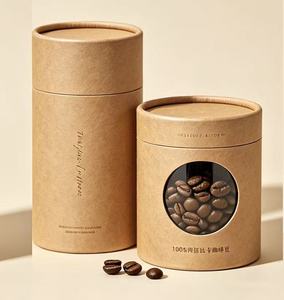 บรรจุภัณฑ์กาแฟแบบหลอดกระดาษคราฟท์พร้อมหน้าต่างใส โลโก้ฟอยล์สีทอง รีไซเคิลได้ - Product Image 4