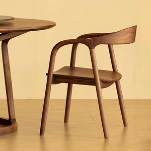 木製バックダイニングチェア カジュアルカフェチェア シンプルアームチェア オフィスデスクチェア 卸売 北欧風無垢材ホーム家具 モダン木製 - Product Image 5