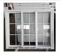 Ventanas de PVC de Tres Paneles con Doble Vidrio, Ventana Corredera con Vidrio Anti-Huracán, Precio de Ventana de Vinilo