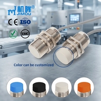 Capteur de proximité inductif M30 à tête de couleur personnalisable, portée de détection 10-40 mm, montage encastré, IP67, sortie NPN/PNP NO/NC