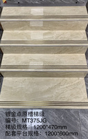 Foshan Supply Carrelage d'escalier en porcelaine 120x30cm, motif marbre, avec rainure dorée, carrelage d'escalier pleine masse, carrelage de nez de marche