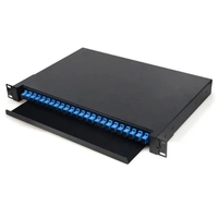 Panel Patch Fiber Optik ODF 19 inci 1U Tipe Rak dengan Rel Geser ODF 24 Port SC FDB Box