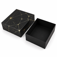 Boîte cadeau rigide en carton noir mat avec ligne dorée et couvercle pour montres, bijoux, électronique, emballage cadeau d'entreprise, vente en gros