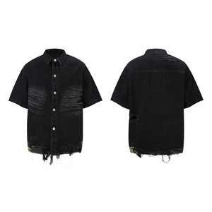 Ensembles <span class=keywords><strong>chemise</strong></span> et short en jean de Style japonais à imprimé léopard à la mode - Product Image 1