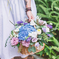 Panier à fleurs ovale en osier tressé, broderie florale, panier de rangement artisanal, tissage en dentelle, fleurs fraîches, Shandong