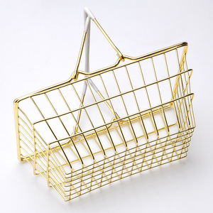 Trung Quốc Quảng Tây bobai jiaxiang nhà máy vàng kim loại sắt lưu trữ mua sắm giỏ với xử lý trang trí nhà dây giỏ cho trang điểm - Product Image 4