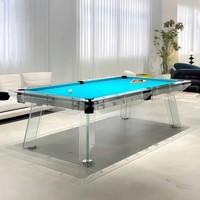 Table de billard de luxe moderne en verre et ardoise de Jiujiang, personnalisable en usine, 7 pieds, avec plateau en ardoise, qualité tournoi, multifonctionnelle