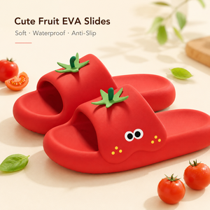 Sandales à enfiler en EVA pour femmes, motif fruits mignons (tomate, pomme) style Kawaii, antidérapantes, à semelle épaisse, pour intérieur, extérieur et douche - Product Image 1