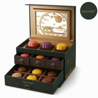 Boîte à gâteaux de lune de luxe à 3 couches en carton rigide avec laminage mat et marquage à chaud personnalisé - Emballages alimentaires en matériaux recyclés