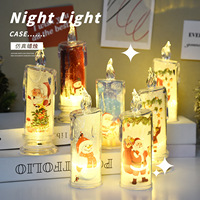 Bougie électronique LED imprimée intégrée, effet flamme, pour cadeau de Noël transfrontalier, ornement décoratif festif