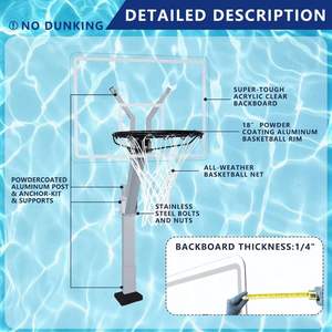 Système <span class=keywords><strong>de</strong></span> <span class=keywords><strong>panier</strong></span> <span class=keywords><strong>de</strong></span> <span class=keywords><strong>basket</strong></span>-ball réglable à longue durée <span class=keywords><strong>de</strong></span> vie pour piscine creusée extérieure - Product Image 3
