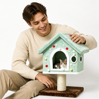 Arbre à chat moderne et luxueux pour Noël, tour d'escalade intérieure pour chat, griffoir en peluche, maisonnette pour chat, jouet en sisal, 2 niveaux, forme champignon, facile à assembler