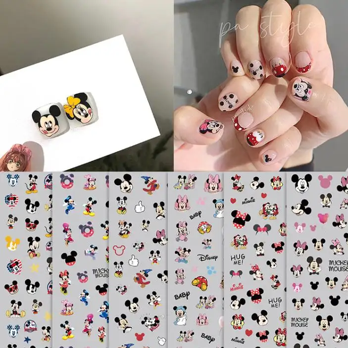 Calcomanías de Mickey y Minnie para uñas, nuevo diseño profesional, 2022