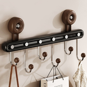 Vintage Walnut Wood Door Hook 5 6 7 Hook Style Suction Cup Wall Mounted Removable Entryway Bedroom Storage Rack - Product Image 2