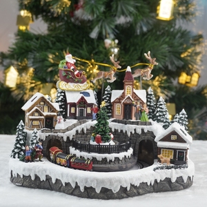 الجملة مورد زينة عيد الميلاد أدى الموسيقية قرية منزل شجرة عيد الميلاد تحول حركة القطار التماثيل عيد الميلاد - Product Image 4