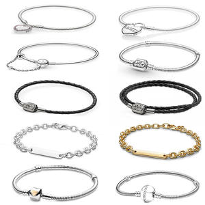 Breloques géométriques tendance en argent 925 pour la fabrication de bijoux DIY, pour bracelets d'enfants, chaînes à base de corde en cuir, cadenas d'amour et os de serpent - Product Image 1