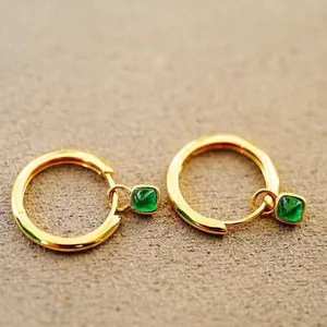 Hot Selling Wholesale Factory Price Pure 18k Gold SWAT Emerald Earring Stud Fashion Women Jewelry