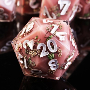 LuxeRoll – Lot de 7 dés polyédriques vintage en résine à bords coupés, motif floral, numérotés en blanc, pour collection de jeux de société DND TRPG - Product Image 5