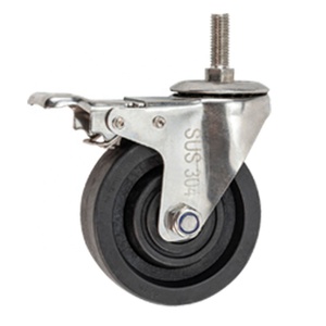 Gewindeter Schaft 3 Zoll 4 Zoll 5 Zoll Hitzebeständig 200°C °   Edelstahl 304 Nylon-Lenkrollen für Lebensmittelbetriebe - Product Image 1