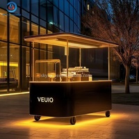 Kiosques de centre commercial haut de gamme personnalisables en usine, présentoirs de vente au détail lumineux à LED avec roues pour événements