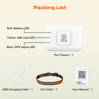 Pelacak GPS AGPS LBS Plastik Pintar Tahan Air untuk Hewan Peliharaan dengan Akurasi 1.5m, Peringatan Suara dan Lampu LED, 4G LTE, Baterai 20+ Jam untuk Anjing dan Kucing