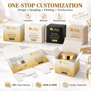 กล่องครีมเครื่องสำอางแบบกำหนดเอง OEM ODM พิมพ์ฟอยล์ทอง กล่องกระดาษสีขาวพับได้ บรรจุแบบแบน ประหยัดค่าขนส่ง บรรจุภัณฑ์โลโก้แบบกำหนดเอง - Product Image 3