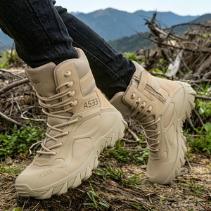 DF Khaki TSBSS AS33 Desert Tan Tactical <b>Hiking</b> <b>Boots</b> Lightweight Suede Mesh Outdoor Duty Footwear - Product Image 4